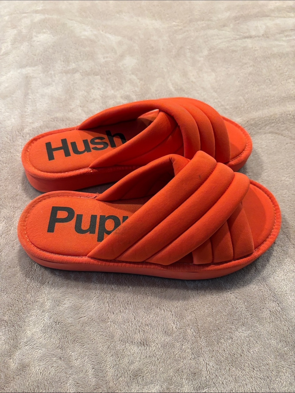 Hush Puppies Women’s Bright Orange Quilted Slide Sandals